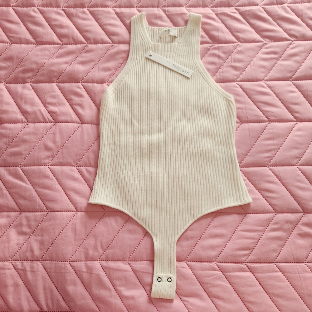 NWT - One Grey Day - O G D - Sweater Bodysuit - Beige Cream - Merino Wool